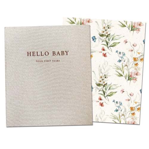 Baby Memory Book - First Year Keepsake - Linen Floral Milestone Book for Girls - Fleur | Peachly – Peachly USA