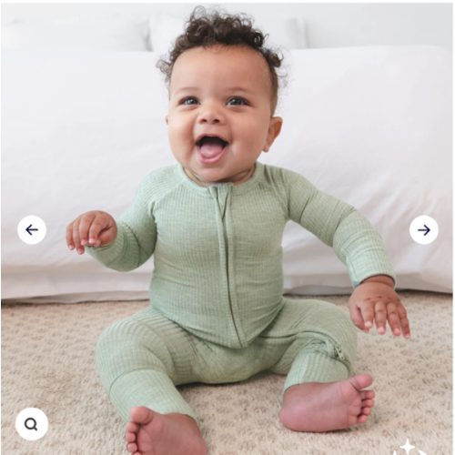 Heather Sage Ribbed Zippy - Little Sleepies
