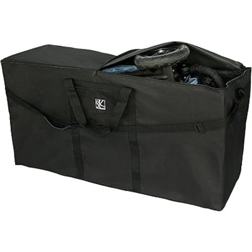 J.L. Childress Stroller Travel Bag for Single & Double Strollers - Durable and Protective Stroller Bag - Carry Handles and Detachable Padded Shoulder Strap - Black