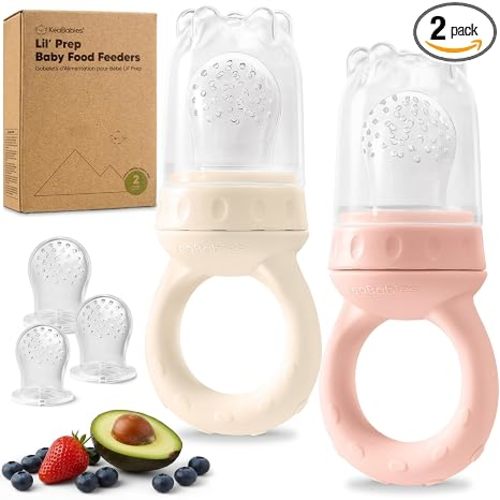 KeaBabies Baby Fruit Feeder 2pk, Silicone Baby Food Feeder (Mist Rose)