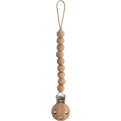 mushie 100% Silicone Baby Pacifier Clip BPA Free | Hera (Faux Wood)