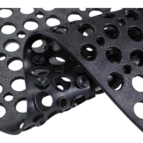 Nonslip Bathtub Mat Extra Soft TPE Bath Mat for Kids, Machine Washable Bathroom Shower Mat(Black/ 30L x 17W Inch)