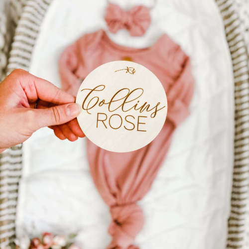 Personalized Baby Name Wood Announcement | Script