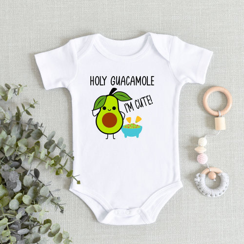 Holy Guacamole I'm Cute Baby ONESIES® Brand Bodysuit - Funny Avocado Baby Bodysuit - Fiesta Baby Outfit Mexican Baby -Funny Baby Shower Gift
