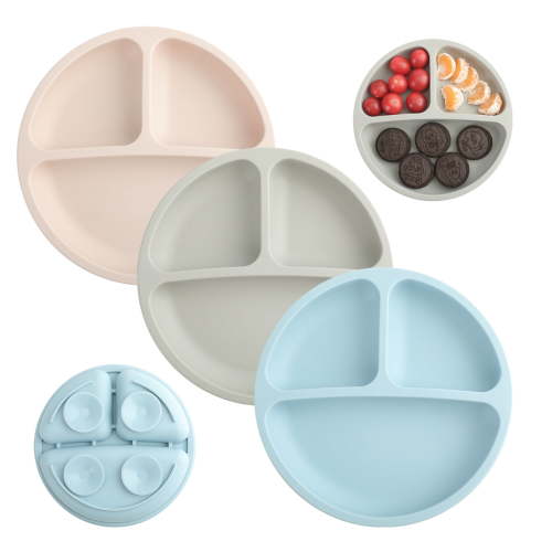 Armscye 3 Pack Suction Toddlers Plates, Divided Suction Plates for Baby,100% Food Grade Silicone Baby Plates, Safe Grip Dishes for Toddlers Self Feeding Training