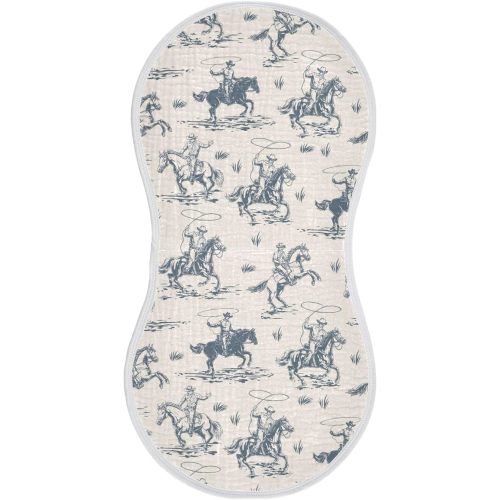 Muslin Burp Cloths for Baby Boys and Girls - 1-Pack Ultra Absorbent Western Cowboy Muslin Washcloths, Newborn Towel, Milk Spit Up Rags, Burp Cloth Bib for Unisex, 22 x 11 Inch