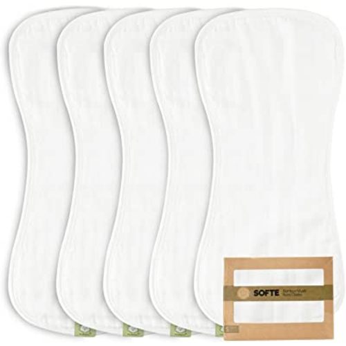 5-Pack Muslin Baby Burp Cloths - Organic White Bamboo Cotton Burp Cloth - Burp Rags - Neutral Burp Clothes for Baby Boy, Girl, Newborn, Unisex - Large Absorbent Muslin Burp Cloths (Soft White)