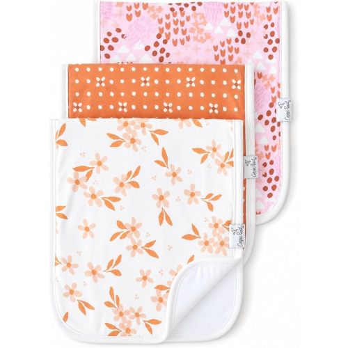 Copper Pearl Premium Baby Burp Cloths - 3-Pack Large Cotton Burp Cloths, Extra Soft Spit Up Rags with 3 Absorbent Layers, Perfect for Baby Boy and Baby Girl Gifts (21" x 10" Size, Rue Set)