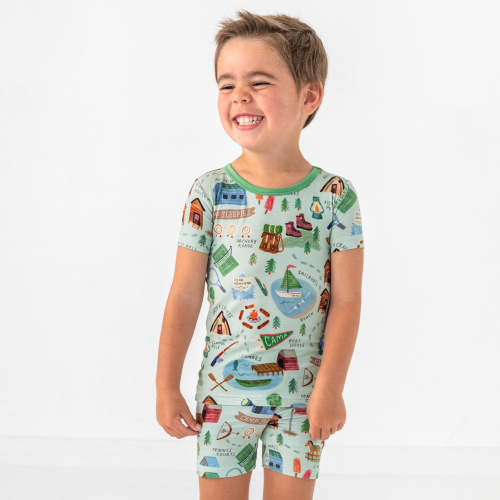 Green Camp Sleepies Two-Piece Short Sleeve & Shorts Pajama Set – Little Sleepies