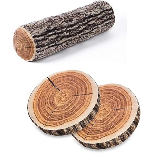 HYSEAS Decorative Round Throw Pillow, 3D Digital Print Comfortable Kids Funny Cute Wood Log Pillow