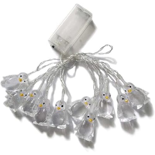 1.65M 10LEDs Decorative Penguin Shape Fairy Romantic Night Lamp Mood Night Light for Home Bedroom Wedding Party Babyroom Child (Purple)