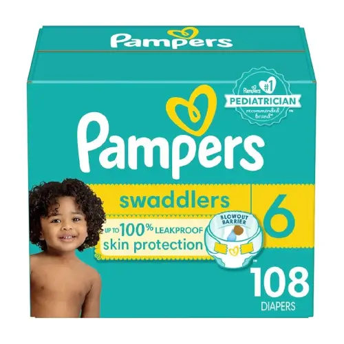 Pampers Baby Diapers - Swaddlers - Size 6, 108 Count, Ultra Absorbent Disposable Infant Diaper