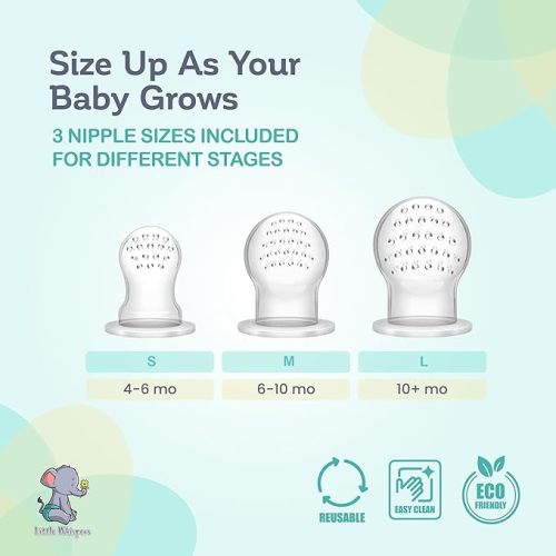 LittleWhispers Baby Fruit & Food Feeder Pacifier - Infant Feeding Teether - 2 Piece (Oat & Pebble)