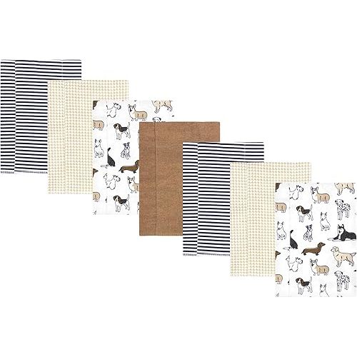 Hudson Baby Unisex Baby Flannel Burp Cloth 7pk, Handsome Dogs, One Size