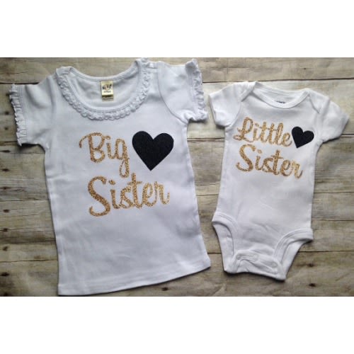 Big Sister / Little Sister Tee & Onesie Set by TheBizziB on Etsy