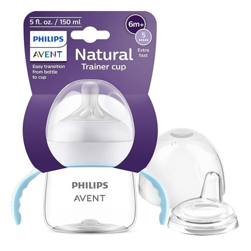 Philips Avent Natural Trainer Sippy Cup with Natural Response Nipple and Soft Spout, 5oz, 1pk, SCF263/01 (Pack of 2)