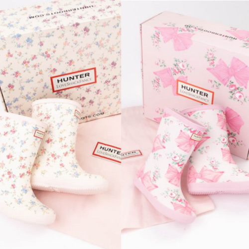 Hunter x LoveShackFancy First Classic Rain Boot - Toddler / Little Kid - Rose Beaux / Mint Pink | Journeys