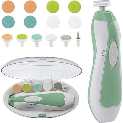 Baby Nail Trimmer File with Light Safe Electric Nail Clippers Kit for Newborn Infant Toddler Kids (Green)