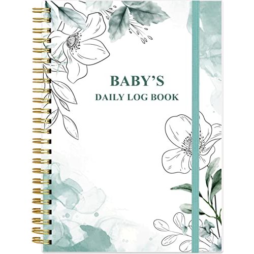 Baby's Daily Log Book - A5 Baby's Tracking for Newborns, 150 Easy to Fill Pages to Track and Monitor Your Newborn Baby's Schedule, Teal Flowers