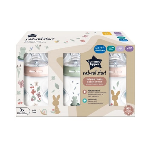 3 Pack Tommee Tippee Natural Start Decorated Baby Bottles