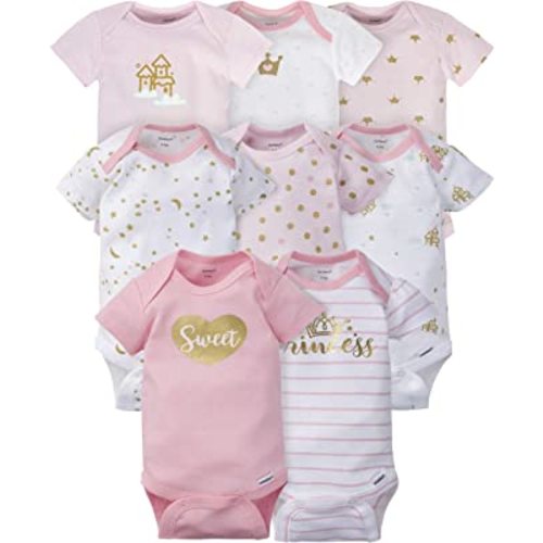 Gerber Baby-Girls 8-Pack Short Sleeve Onesies Bodysuits