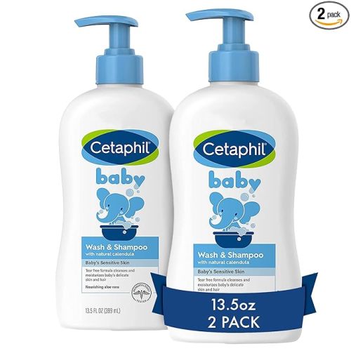 Cetaphil Baby Wash & Shampoo, 13.5oz Pack of 2, Hypoallergenic, Gentle Enough for Everyday Use, Soap Free