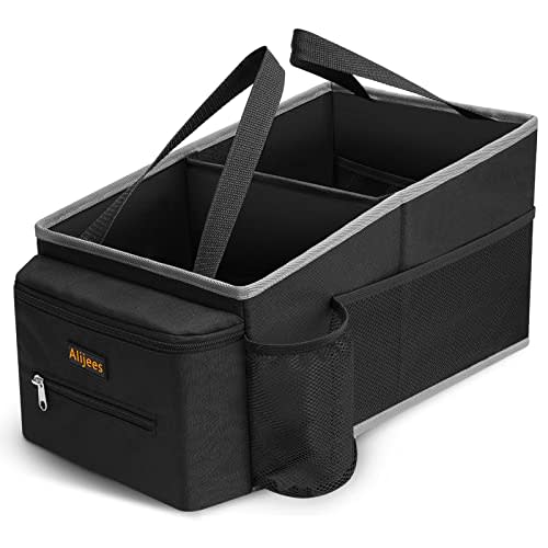 Alijees Car Seat Organizer - Backseat Car Organizer with Cup Holders, Car Storage Organization for Front Back Passenger Seat, Road Trip Essentials Kids for Travel Car Accessories, Black