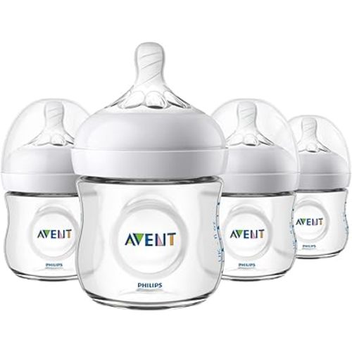 Philips Avent Natural Baby Bottle, Clear, 4 Oz, 4 Pack, SCF010/47