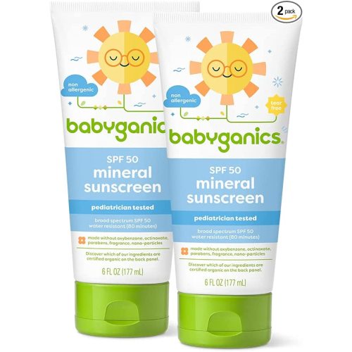 Babyganics SPF 50 Baby Sunscreen Lotion UVA UVB Protection | Water Resistant |Non Allergenic, 6 Fl Oz (Pack of 2) - 6 Ounce (Pack of 2)