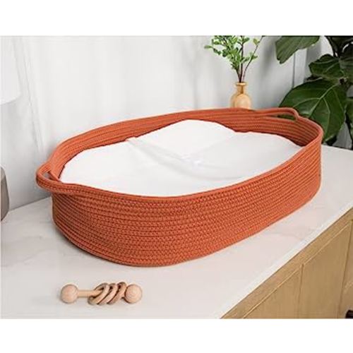 J&Joo Baby Changing Basket with Wipeable Waterproof Cover, Portable, Foldable Changing Pad for Dresser, Changing Table Topper, Living Room Changing Pad