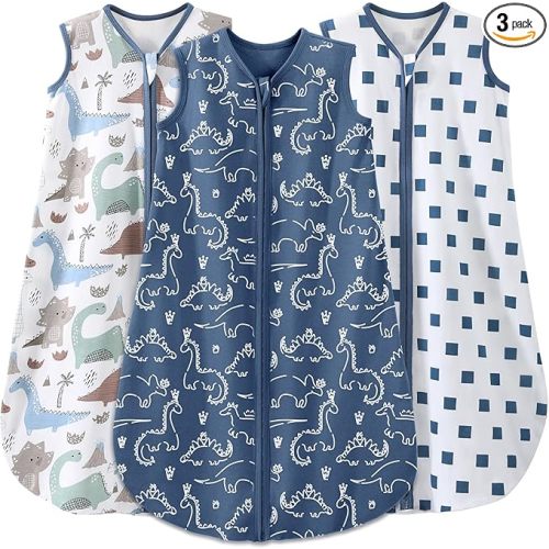 Yoofoss Baby Sleep Sack 6-12 Months Baby Wearable Blanket 100% Organic Cotton 2-Way Zipper TOG 0.5 Toddler Sleeping Sack 3 Pack, Lightweight Sleep Sacks for Babies