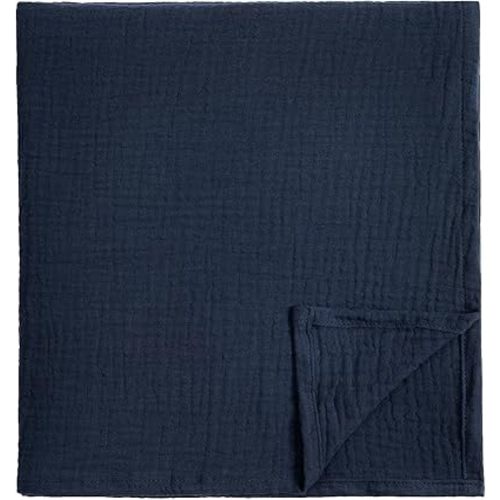 Meracorallo Muslin Swaddle Blanket, 100% Cotton Receiving Blanket Soft and Breathable Swaddle Wrap for Baby Boys and Girls, Navy Blue