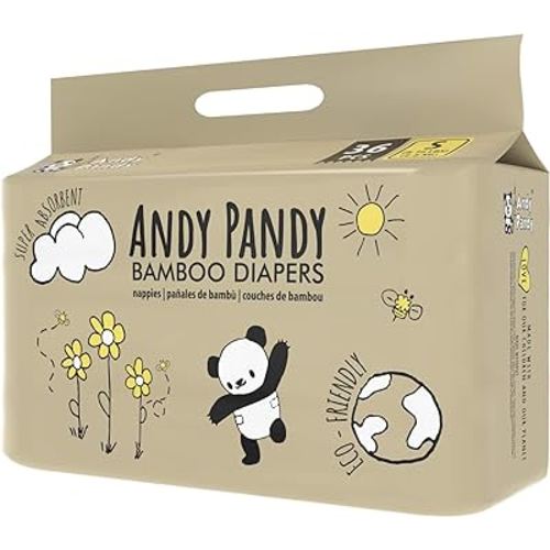 Andy Pandy Bamboo Disposable Diapers Small, White, 8-16 lbs, 36 Count