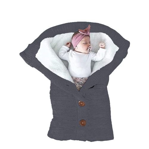 XMWEALTHY Unisex Infant Swaddle Blankets Soft Thick Fleece Knit Baby Girls Boys Stroller Wraps (Dark Grey)