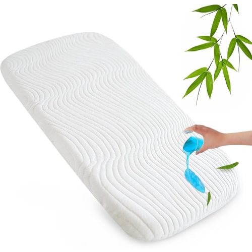 Baby Bassinet Mattress Pad 20" x 33"x 0.8" Compatible with Mika Micky/KoolerThings/Baby Delight/Pamo Babe/ANGELBLISS Bassinet, Waterproof Replacement Pad with Removable & Washable Mattress Cover