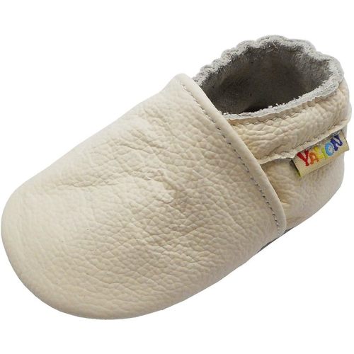 YALION Baby Leather Shoes,SOFE Sole Baby Walking Shoes,Slip-on Boys Girls Slippers with Elastic Ankle,Anti-Slip Crib Shoes for Infant Toddlers