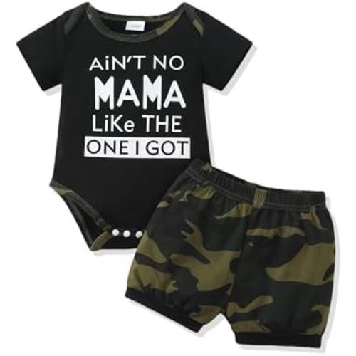 NZRVAWS Newborn Baby Boy Clothes Letter Printed Romper Shorts Summer Infant Outfits Camo Clothing Set 0 3 6 9 12 Months