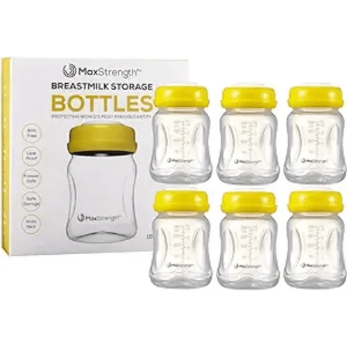 Breastmilk Bottles 6pc Set with Leak Proof Lids, 6.oz 180ml Reusable Wide Neck Bottles Best for Breast Milk Collection & Storage Solution, BPA Free, Fits Spectra & Avent Models - 6 Count (Pack of 1)