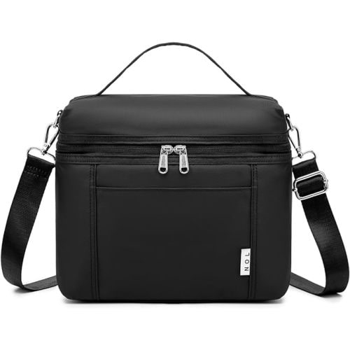 NOL Natural Organic Lifestyle Reusable Lunch Bags for Adults Lightweight Waterproof Lunch Box with Removable Adjustable Strap Insulated Leakproof Cooler Bottle Bag for Work Black Medium Size