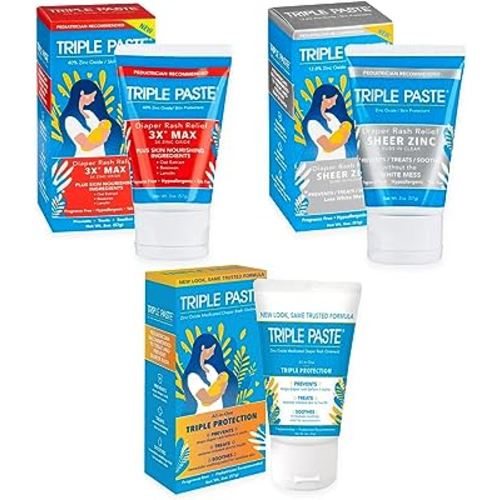 Triple Paste Gift Bundle: Diaper Rash Cream 2 oz Ointment, 3X Max Strength 2 oz Ointment, & Sheer Zinc 2 oz Ointment Trio Kit