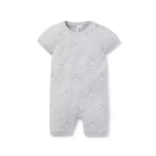 Baby Earl Grey Heather Zebra Baby Zebra Knit Romper by Janie and Jack - size 3-6 months