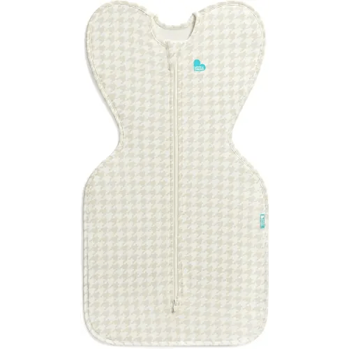 Love to Dream Swaddle UP, Sleep Sack 0-3 Months, Self-Soothing, Improves Sleep, Snug Fit Helps Calm Startle Reflex, Baby Essentials Must Haves Newborn, 1.0 TOG, Small 8-13 lbs, Tan Houndstooth