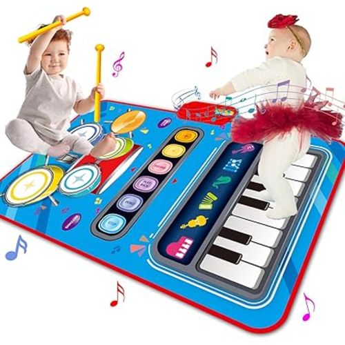 Baby Toys for 1 Year Old,Baby Musical Mat Toddler Toys Age 1-2,3 in 1 Piano Drum Babies Play Mat -Baby Music Toy 12-18 Months Babies Birthday Gifts for 1 2 3 Year Old Boys Girls
