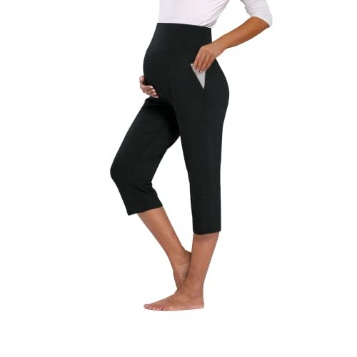 AMPOSH Women's Maternity Capri Pants Stretchy Lounge Pants Comfortable Pregnancy Shorts