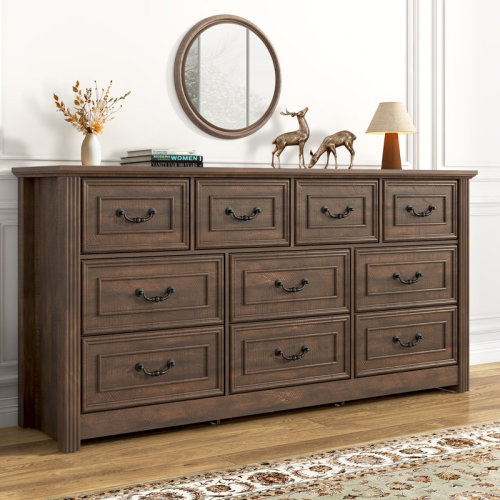 August Grove® Dreonna Farmhouse 10 Drawers Dresser, 63''Rustic Chest Of Drawers For Living Room, Hallway, Bedroom & Reviews | Wayfair