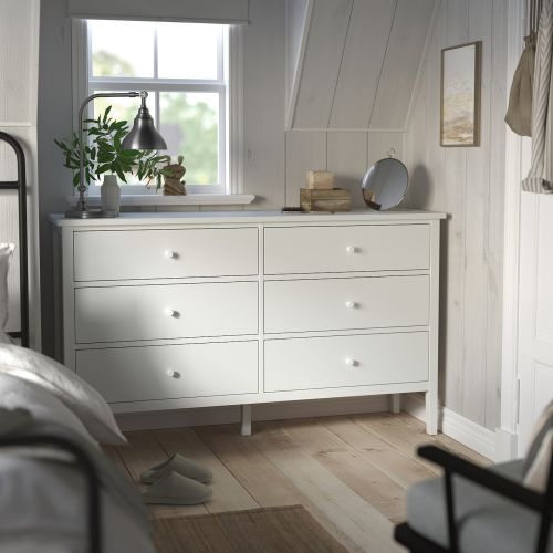 GULLABERG 6-drawer dresser - white/anchor/unlock function 66 1/8x18 7/8x39 3/8 "