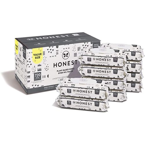 The Honest Company Baby Wipes, Plant-Based, Extra Thick & Durable Wet Wipes, Unscented, 720 Count - Pattern Play