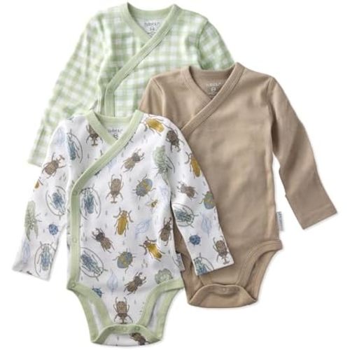unisex-baby Sterling 3-pack Kimono Bodysuits 100% Organic Cotton Side Snap for Baby Boys & Girls
