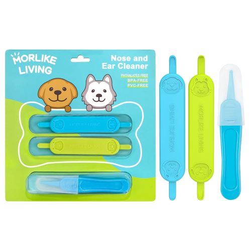 MORLIKE LIVING Baby Nose and Ear Cleaner Tool, Soft Flexible Rubber Nasal Booger Picker for Newborns and Infants, Dual Ear Wax and Snot Remover, Essential Baby Care Products