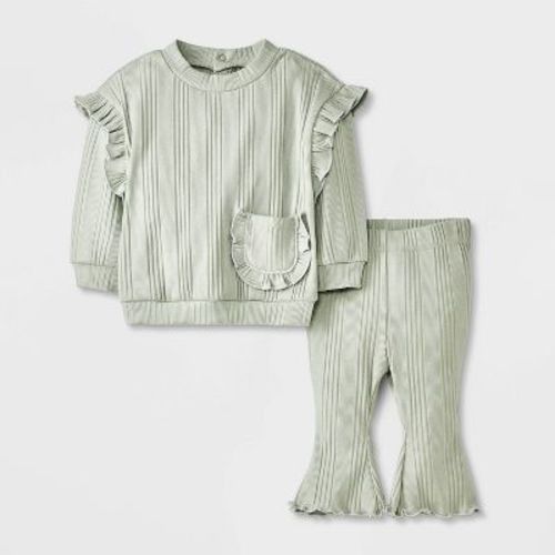 Grayson Mini Baby Girls' Mint Ruffle Pullover Set - Green 0-3m